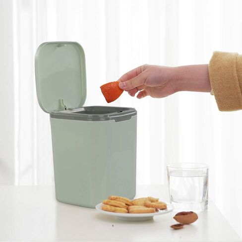 Morcte 1-Pack 0.5 Gallon/ 2 L Tiny Desktop Trash Can with Push Button Lid, Green in Saudi Arabia