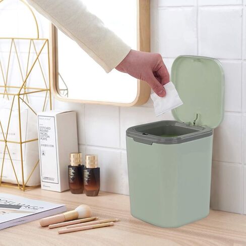 Morcte 1-Pack 0.5 Gallon/ 2 L Tiny Desktop Trash Can with Push Button Lid, Green in Saudi Arabia