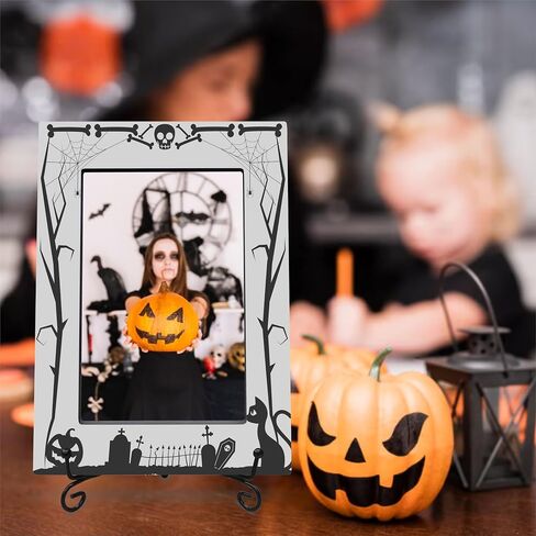 4X6 Halloween Picture Frame With A Metal Stand-Dark Style,Gifts for Kids Friends Family, Wooden Photo Frame For Tabletop Display,Halloween Decoration,Halloween Theme-A24 in Saudi Arabia