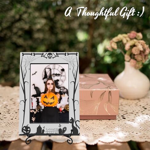 4X6 Halloween Picture Frame With A Metal Stand-Dark Style,Gifts for Kids Friends Family, Wooden Photo Frame For Tabletop Display,Halloween Decoration,Halloween Theme-A24 in Saudi Arabia
