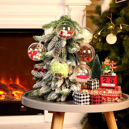 24 Pcs Christmas Fillable Ornaments Ball Clear Plastic Ornaments DIY Craft Transparent Ball for Christmas Wedding Xmas Holiday Party Tree Decor Home (3.15 Inch) in Saudi Arabia