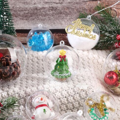 24 Pcs Christmas Fillable Ornaments Ball Clear Plastic Ornaments DIY Craft Transparent Ball for Christmas Wedding Xmas Holiday Party Tree Decor Home (3.15 Inch) in Saudi Arabia
