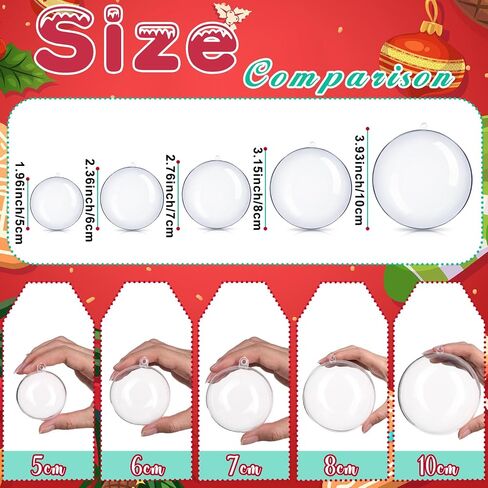 24 Pcs Christmas Fillable Ornaments Ball Clear Plastic Ornaments DIY Craft Transparent Ball for Christmas Wedding Xmas Holiday Party Tree Decor Home (3.15 Inch) in Saudi Arabia