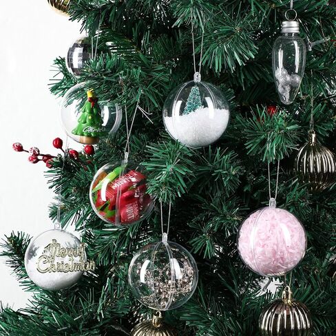 24 Pcs Christmas Fillable Ornaments Ball Clear Plastic Ornaments DIY Craft Transparent Ball for Christmas Wedding Xmas Holiday Party Tree Decor Home (3.15 Inch) in Saudi Arabia