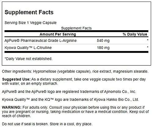 Swanson Amino Acid Ajipure L-Arginine with L-Citrulline 60 Veg Capsules in Saudi Arabia