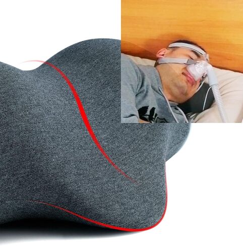 وسادة دعم CPAP المحمولة لمن ينامون على الظهر والجانب - وسادة إسفنجية الذاكرة مع غطاء قابل للغسل، صغيرة الحجم مثالية للسفر (صغير، رمادي) in Kuwait