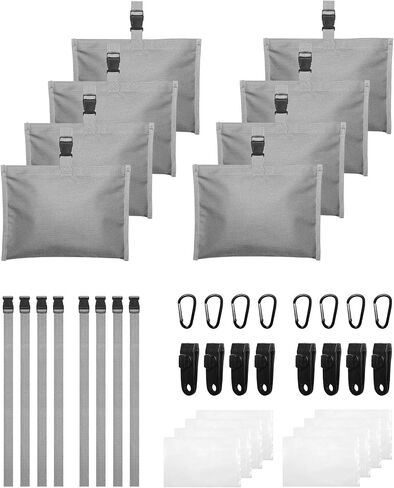 Sand Bag for Mooring Cover for Boat: Marine Grade Sandbags Weight Bags, Boating Accessories with Durable 600D Oxford Fabric Sand Bag, 5# Carabiner, 20" Nylon Strap, Sealed PE Bag(4PCS,gray) in Saudi Arabia