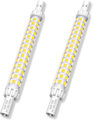 Bonlux 10W R7S LED Bulb 118mm, J Type 118mm LED Light Bulb T3 Double Ended R7S J118 LED Floodlight Replacement Bulb Daylight 6000K for Floor Lamp, Security Light (2-Pack) in Saudi Arabia