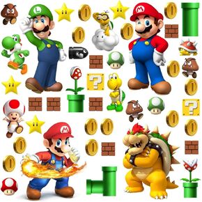 DEKOSH Super Mario Wall Decals - Complete Set of Large Mario Bros Build a Scene Peel & Stick Wall Stickers