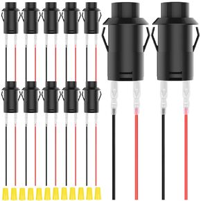 12Pcs 12mm Latching Black Mini Push Button Switch AC 250V/1.5A 125V/3A SPST 2Pin Snap-in Design Micro Round Switch with Terminal Wires and Wiring Cap for Car Boat PC Table Lamp DIY Model