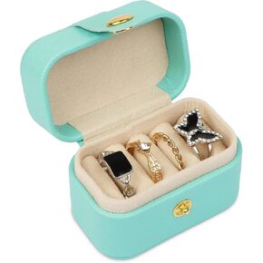 Small Travel Jewelry Case, Mini Jewelry Ring Box, Ring Holder, Portable Travel Jewelry Organizer, Storage Case for Rings and Earrings for Women, Blue