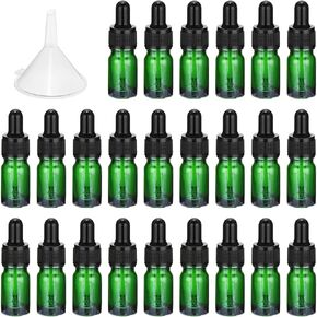 PATIKIL 15ml Glass Dropper Bottle, 24Pcs Leakproof Essential Oils Sample Liquid Perfume Container with Eye Dropper Funnel for Storage Home Travel, Green