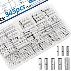 smseace 345pcs 26-6AWG موصلات لصق بعقب لمدة 26 إلى 6 قياس الأسلاك النحاس النقي غير معزول مجموعة موصلات بعقب للسيارات والتطبيقات البحرية والصناعية