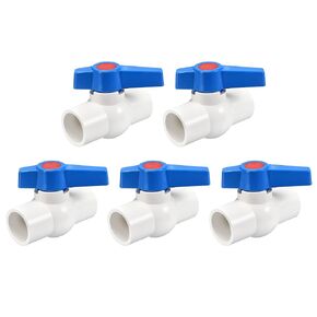 uxcell Ball Valve, 20mm ID PVC Socket End Shut off Valve for Aquarium Setup, Sump Pump, Pool, Garden Sprinkler Gray Blue 5Pcs