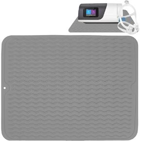 CPAP Silicone Protector Mat, Waterproof Protector Mat for CPAP Machine, Nightstand Non-Slip Protector Mat Protect CPAP Against Water Spills, Heat Damage, Vibration and Scratches (Dark Gray)