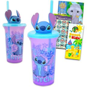 Disney Lilo and Stitch Water Bottle for Kids, Girls, Boys - 3 Pc School Supplies Bundle with Stitch Water Bottle, Create a Face Sticker Book, and More Lilo and Stitch Cups for Kids in Kuwait