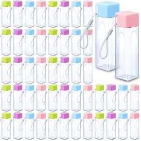 Nuogo 50 Pcs Bulk Water Bottle 17 oz Plastic Sports Water Bottles Bulk for Adults Reusable Water Bottles Leak Proof Portable Drink Bottles for Outdoor Fitness
