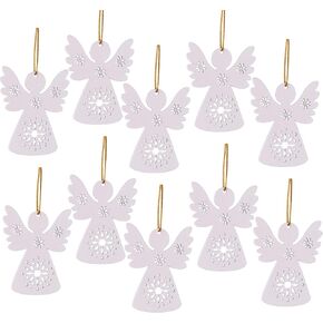 Beurio Wooden Angel Christmas Tree Decorations, 10 pcs