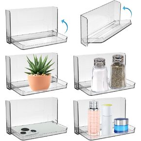 6 Pcs Small Folding Shelf for Wall, Bedside Shelf Floating Shelves for Spaces Foldable Bathroom Shelf Wall Mount Fold Up 90° Wall Shelf for Rv, Bathroom, Bedroom, Office, Living Room, Laundry