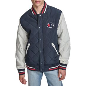 Champion Men's Retro Diamond Quilted Bomber Varsity Jacket