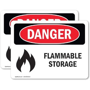 (2 Pack) Flammable Storage OSHA Danger Sign 5 Inch X 3.5 Inch Vinyl Label Decal Sticker Weather Resistant, UV Protected for Workplace, Business, and Construction Site, Made in the USA