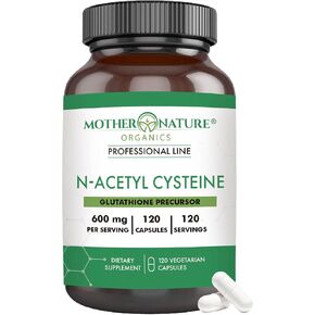 N-Acetyl Cysteine (NAC) Supplement - 600mg Capsules 120 Count, High-Potency Vegan & Non-GMO Glutathione Precursor, Enhance Cellular Health & Longevity