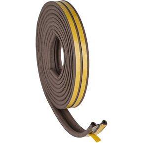 Weather Stripping for Doors and Windows, Self adhesive D-Shape Indoor Insulation Kit, Sound Proofing Foam Seal Strip, 7/20-inch x 6/25-inch x 8-Feet, Brown (4 Seals)