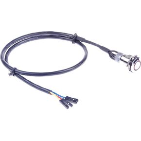 16mm Chassis Switch Metal Button Switch with 100CM 3.3FT Extension Cable Red Ring LED Suitable for DIY Computer Switch and Restart Button