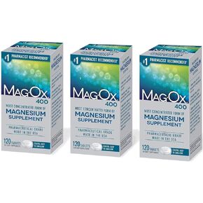 Mag-Ox 400 Magnesium Mineral Dietary Supplement Tablets, 483 mg Magnesium Oxide-3 Count, 3-Pack, 3.0 Count