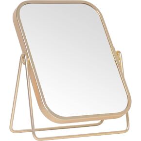 LONGSHENG - SINCE 2001 - Gold Tabletop Makeup Mirror Double Side Square Vanity Mirror Desk Mirror for Home Bathrom