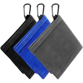 3Pack 5.5 x 5.5 Inch Golf Ball Towel with Clips, Small Golf Pocket Towel with Clip,Premium Microfiber Golf Towel, Wet and Dry Golf Towel Pocket Golf Towel,Golf Cleaner Accessories.