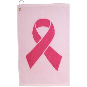 Pink Ribbon Cancer Awareness Golf Towel (Pink/White)