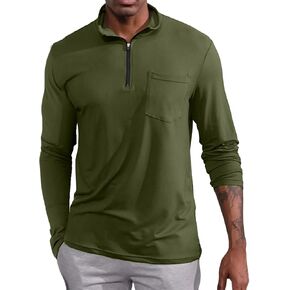 Men's Quarter Zip Pullover Polo Shirts Long Sleeve Dry Fit Sweatshirt 1/4 Zip Athletic Pullover Tops with Collar