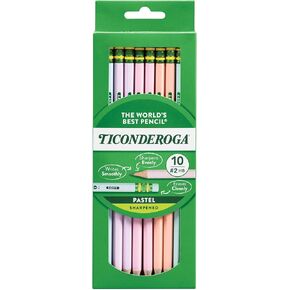 Ticonderoga Wood-Cased Pencils, Pre-Sharpened, 2 HB Soft, Pastel Colors, 18 Count