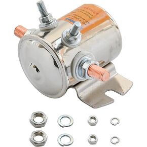 Max 300A 12V Solenoid Relay,4-Terminal Nickel-Plating Continuous Duty Solenoid Relay for Golf Carts Heavy Duty Winch Marine in Rush SPST 12VDC (Nickel-Plating, 12V 4-Terminal Max 300A)