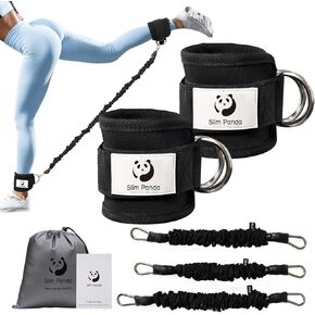 Slim Panda Ankle Resistance Bands with Cuffs,Leg Resistance Bands for Booty Workout Equipment for Kickbacks Hip Fitness Training(Black)