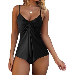 RXRXCOCO Womens Tankini Push Up Tummy Control Swimsuit Knot Front Bathing Suit