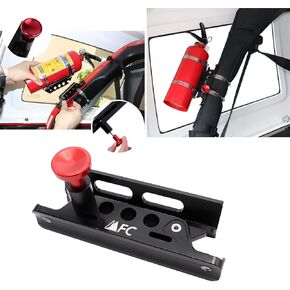 Universal Aluminum Adjustable Roll Bar Fire Extinguisher Mount Holder Compatible with for Jeep Wrangler TJ JK JKU JL JLU Gladiator JT Ford Bronco UTV Polaris RZR Ranger Can Am Maverick
