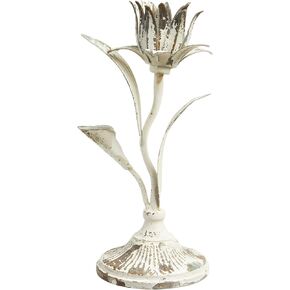 حامل شموع زهرة اللوتس الأبيض المتعثرة من SOFE، حاملات شموع مزرعة ريفية للشموع المدببة، حامل عصي الشموع الحديدية ديكور لغرفة المعيشة، غرفة الطعام، ديكور حامل شموع الموقد in Kuwait