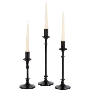 Kate and Laurel Lahari Vintage Three-Piece Taper Candle Holder Set, Set of 3, Antique Brass, Metal Cast Aluminum Candlestick Holders for Dining Table or Fireplace Mantel Display