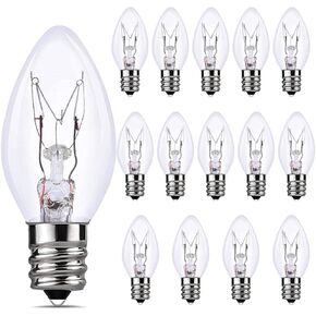 15 Watts C7 Replacement Light Bulbs for Scentsy Plug-in Warmers and Wax Diffusers,C7 Clear Bulbs Christmas Light Bulbs, Candelabra E12 Base (15)