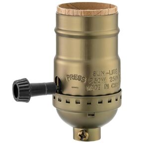 Lamp Socket Replacement, E26 Threaded Base, Turn Knob for ON/Off Light Settings, Lamp Parts for Table and Floor Lamps Repair, Light Socket with Lamp Switch Kit (Antique Brass)