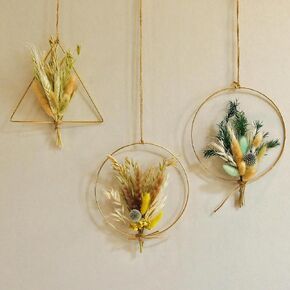 Dried Flower Wall Hanging Decor 8 inch Golden Iron Ring Set of 3 Boho Rustic Farmhouse Decor for Bedroom Kitchen Dining Room Bathroom