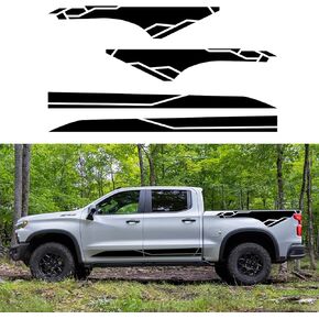 Racing Stripe Graphics for Pickup Body Side Sticker Truck Graphics Universal Decorative Sticker Trunk Vinyl Cover car Decal Accessories（4PCS） (Black)