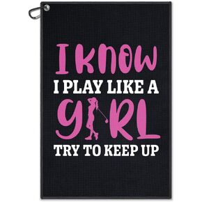 Try to Keep Up Printed Golf Towel, Funny Golf Towel for Golf Bag with Clip, Golf Accessories for Women, Birthday Retirement Gifts for Grandma Mom Golfer, Ladies Golf Towel, Women Golf Towel