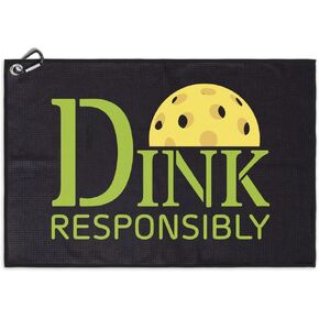 Dink Responsibly Funny Printed Microfiber Pickleball Towel with Clip, Great Pickleball Gifts for Dad Grandma Grandpa, Mother's Day Golfer Birthday Gifts, Pickleball Accessories for Men Women