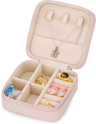 Travel Jewelry Case - Compact Travel Jewelry Box with Multiple Compartments for Rings, Necklaces, Earrings, and Accessories - Ideal for Travel and Organization(blue) in Saudi Arabia