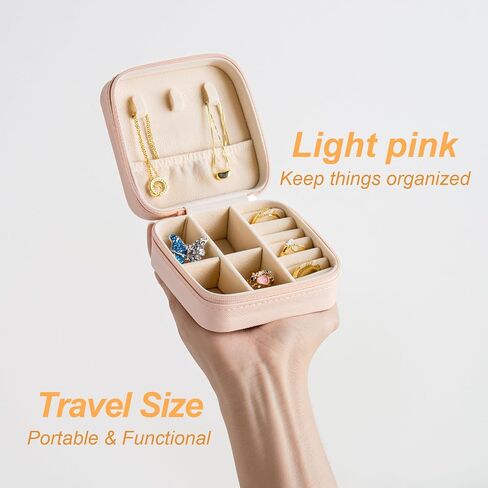 Travel Jewelry Case - Compact Travel Jewelry Box with Multiple Compartments for Rings, Necklaces, Earrings, and Accessories - Ideal for Travel and Organization(blue) in Saudi Arabia