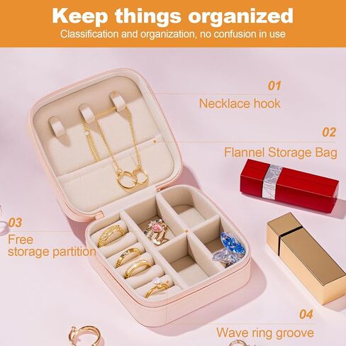 Travel Jewelry Case - Compact Travel Jewelry Box with Multiple Compartments for Rings, Necklaces, Earrings, and Accessories - Ideal for Travel and Organization(blue) in Saudi Arabia