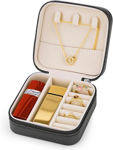 Travel Jewelry Case - Compact Travel Jewelry Box with Multiple Compartments for Rings, Necklaces, Earrings, and Accessories - Ideal for Travel and Organization(blue) in Saudi Arabia